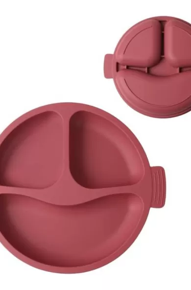 Silicone Suction Divided Plate For Babies & Toddlers - Copper Rose