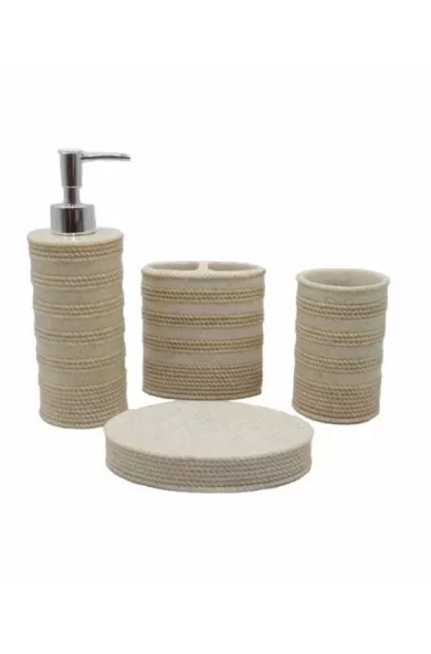 Bathroom Set Beige Braided