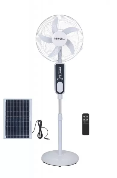 Powercool Stand Fan With Solar Panel & Remote Control