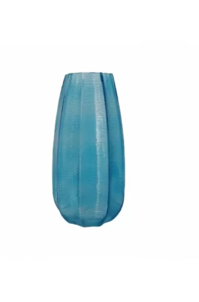 Glass Flower Vase Long - Blue