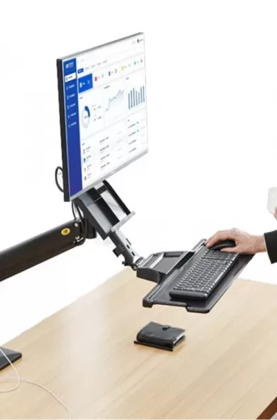 NB Desk Mount with Keyboard Tray for 19-27 Inch Screens