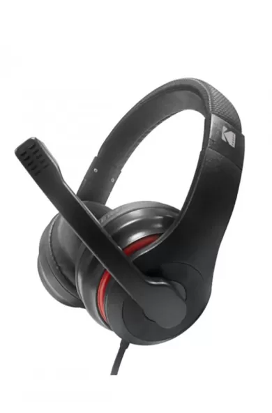 Kodak Wired Headphone With Adjustable Microphone Black And Red