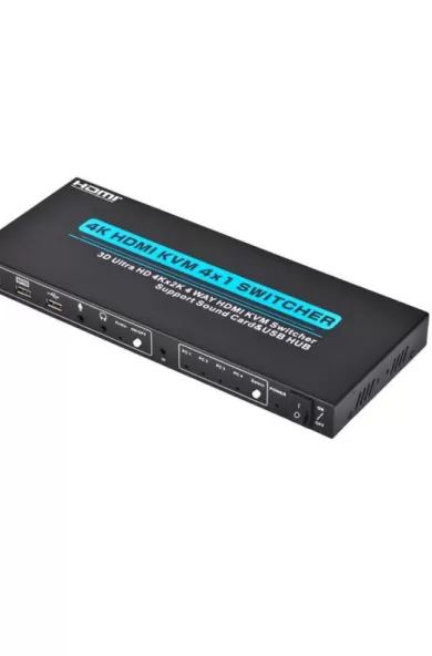 Conqueror KVM Switcher 4 Port HDMI Connects and Controls 4 PCs