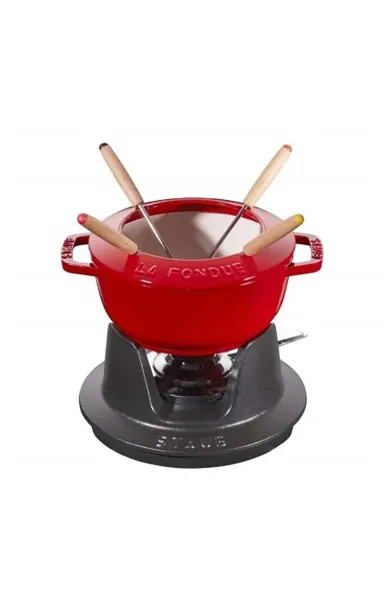 Staub Cast Iron Fondue Set Cherry - 20cm