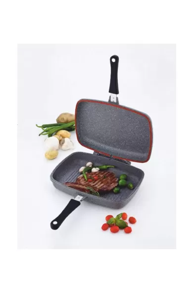 Falez Double Sided Grilling Pan Granite Grey Rectangular