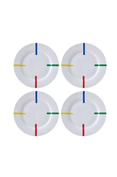 Benetton Set 4Pcs Dinner Plate Porcelain Rainbow