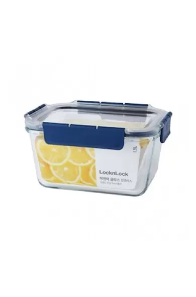 LocknLock Topclass Square Leak Proof Heat Resistant Glass Container - 1.5l