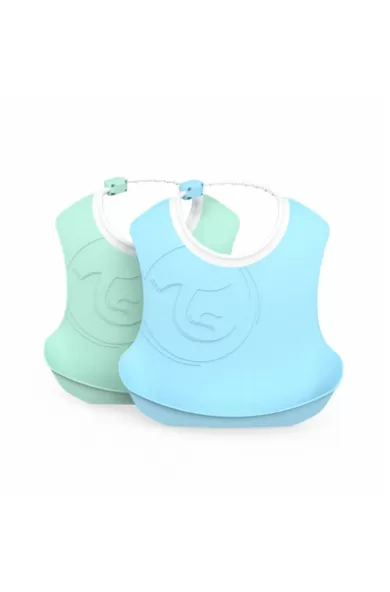 Twistshake Bibs 2x Pastel Blue & Green