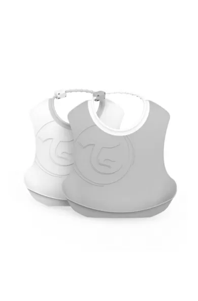 Twistshake Bibs 2x Pastel Grey & White