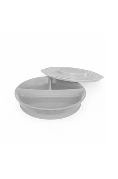 Twistshake Click Divided Plate - Pastel Grey