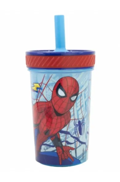 Disney Drop Safe Silicone Straw PP Tumbler 370ml - Spiderman Dimension