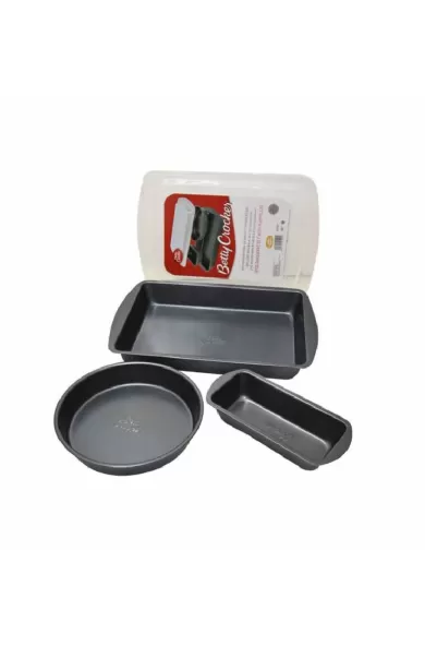 Betty Crocker 3 PCS Bakeware Set With Plastic Lid