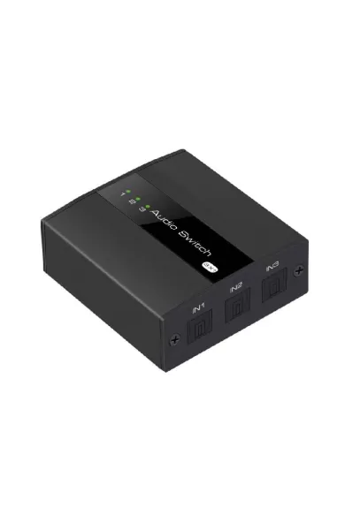 Digital Optical Audio Switcher 3x1 Switch Box with IR Remote Controller