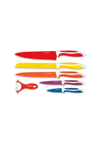 InnovaGoods Set Of Ceramic Coated Knives With Peeler Knoolvs 6 Pieces
