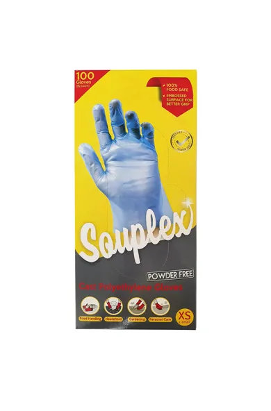 Souplex Disposable Gloves CPE Powder Free Blue 100u - XSmall