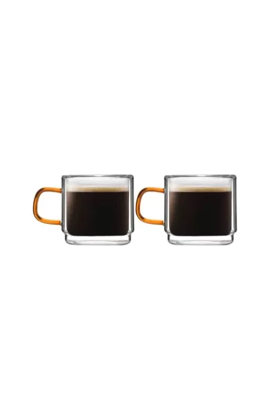 Vialli SET OF 2 DOUBLE WALL ESPRESSO GLASSES Amber -  80ML 
