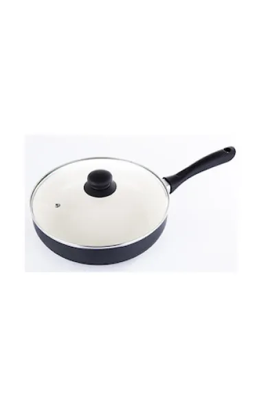 TESTA Deep Frying Pan Pressed Ceramic coating, with glass lid