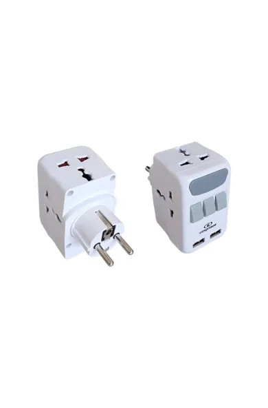 Conqueror 3 Plug 2 USB Adapter Wall Tap Multiple Charging Station Overvoltage Protection