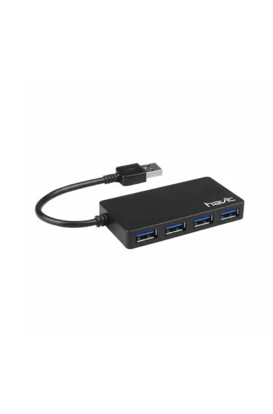 Havit HV-H103 Usb Hub 4 Port With Usb Adapter And Led Indicator - Black