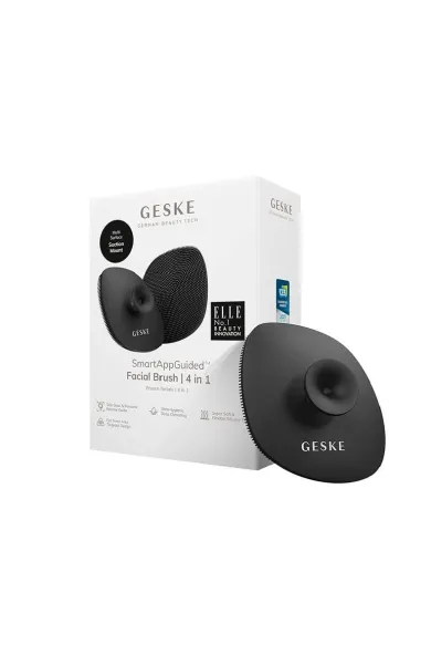 GESKE Facial Cleansing Facial Brush | 4 in 1 Non Electrical With Handle - Grey