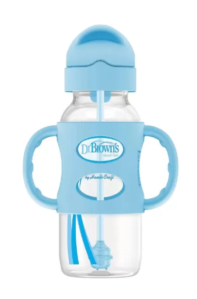 Dr. Brown's Sippy Straw Bottle with Silicone Handles - Blue