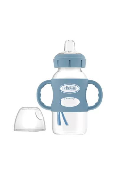 Dr. Brown's Wide-Neck Sippy Bottle with Silicone Handles - Dark Blue