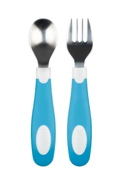 Dr. Brown's Soft Grip Spoon & Fork - Blue