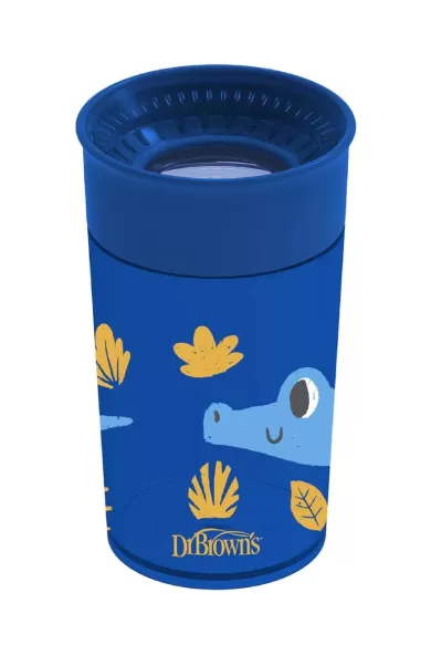 Dr. Brown's Jungle Fun Cheers 360 Spoutless Transition Sippy Cup with Handles - Blue