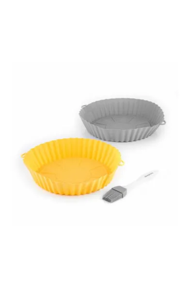 InnovaGoods Silicone Baskets With Brush For Air Fryers Mollicon 2 Units