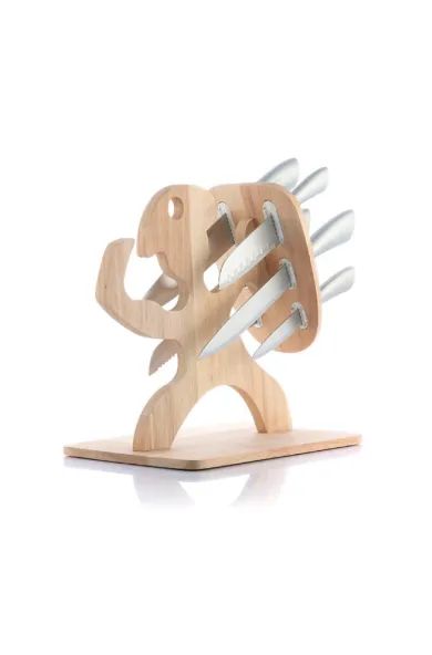 InnovaGoods Set Of Knives With Wooden Base Spartan 7 Pieces