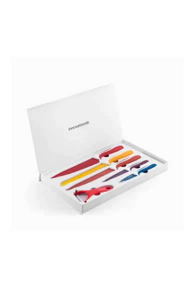 InnovaGoods Set Of Ceramic Coated Knives With Peeler Knoolvs 6 Pieces