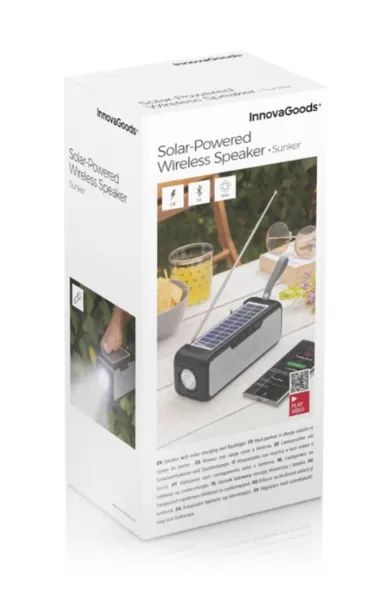 InnovaGoods Wireless Speaker With Solar Charging And Led Torch Sunker