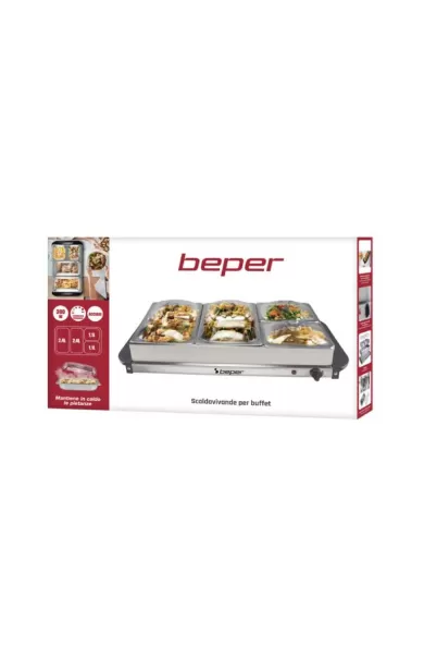 Beper Steel & Plastic Buffet Warmer - Metallic Grey