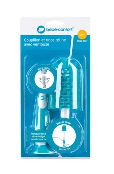 Bebe Confort 2 In 1 Bottle Brush with suction cup + teat brush