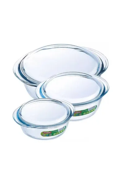 Pyrex Set of 3 Round Casserole