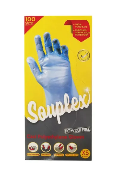 Souplex Disposable Gloves CPE Powder Free Blue 100u - XSmall