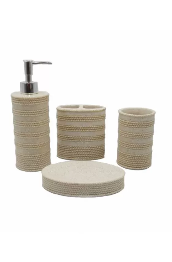 Bathroom Set Beige Braided