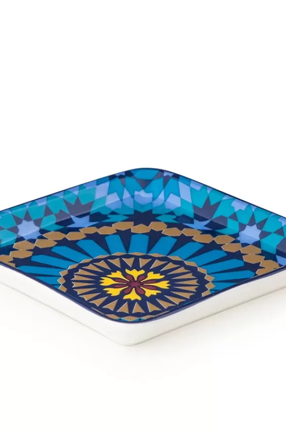 Images d'Orient Jade Porcelain Square Plate Moucharabieh Blue 11.5 cm