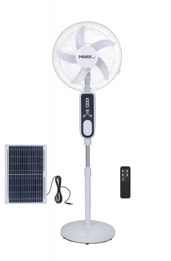 Powercool Stand Fan With Solar Panel & Remote Control