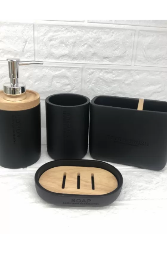 Bathroom Resin Set Black & Beige