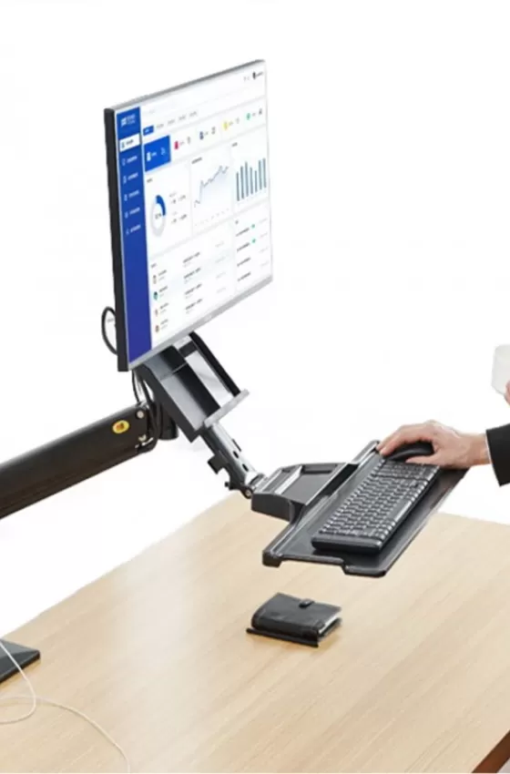 NB Desk Mount with Keyboard Tray for 19-27 Inch Screens