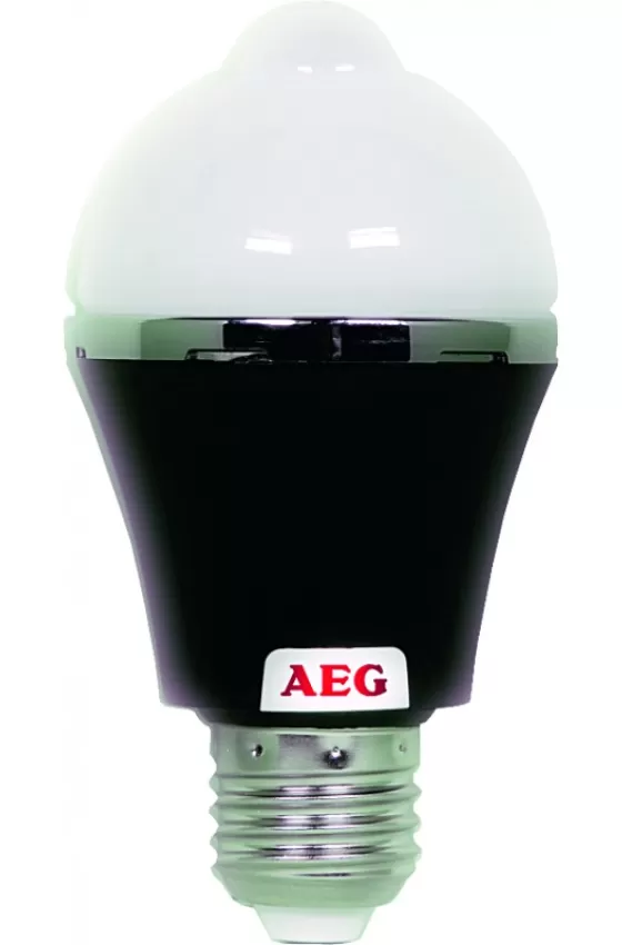 AEG LED Black Motion Sensor Bulb 6W E27 Warm White