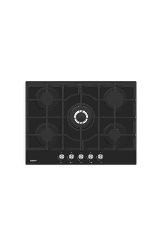 Simfer Built-in Glass Gas Hob Cast Iron Grid with Safety - 90cm