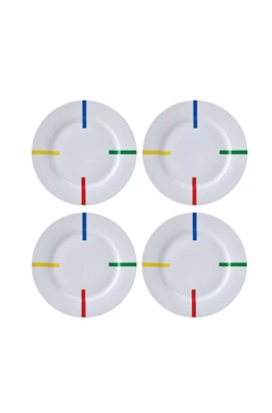 Benetton Set 4Pcs Dinner Plate Porcelain Rainbow
