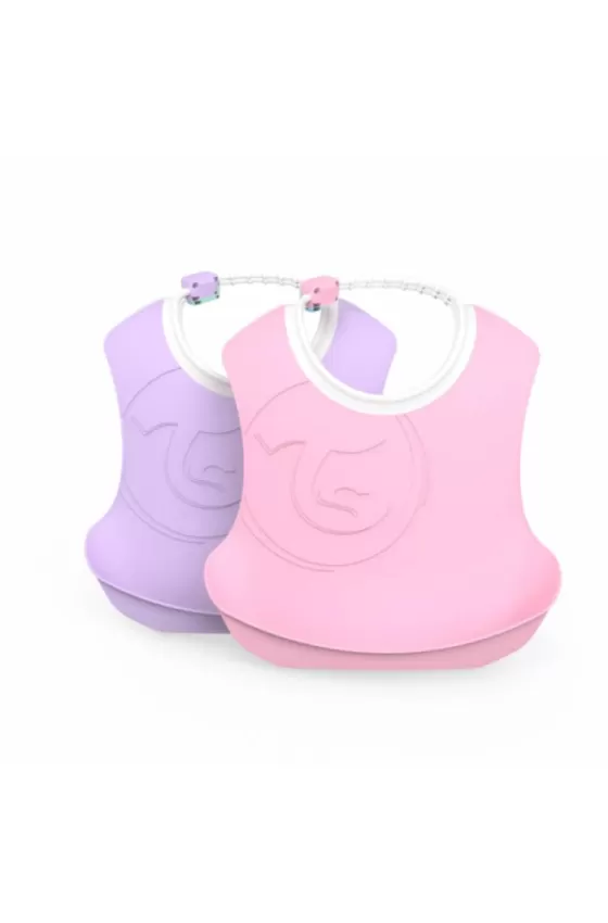 Twistshake Bibs 2x Pastel Pink & Purple