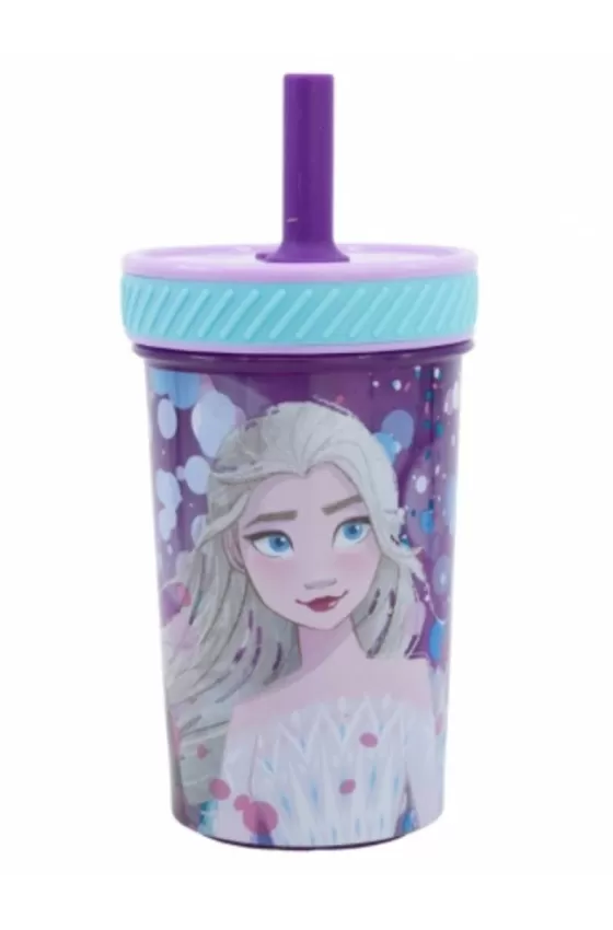Disney Drop Safe Silicone Straw PP Tumbler 370ml - Frozen Violet
