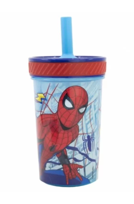 Disney Drop Safe Silicone Straw PP Tumbler 370ml - Spiderman Dimension