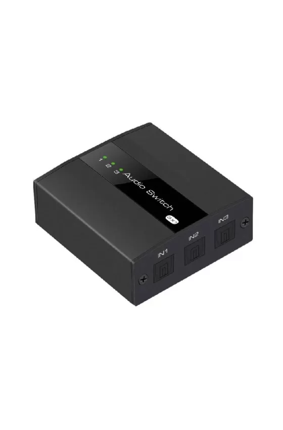 Digital Optical Audio Switcher 3x1 Switch Box with IR Remote Controller