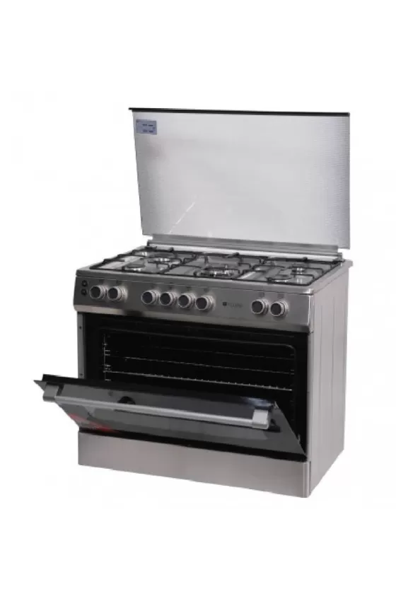 Flora Cooker Wide 90cm 5 Gas Burners Inox