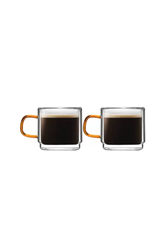 Vialli SET OF 2 DOUBLE WALL ESPRESSO GLASSES Amber -  80ML 